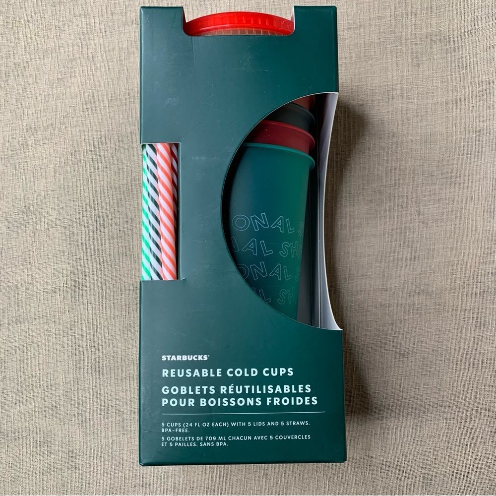 Starbucks Christmas Reusable 2019 Cold Cups 5 pack